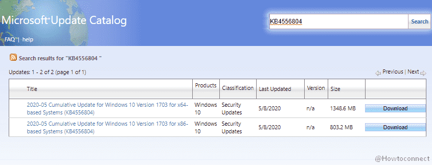KB4556812 and KB4556804 for Windows 10 1709 and 1703 Update