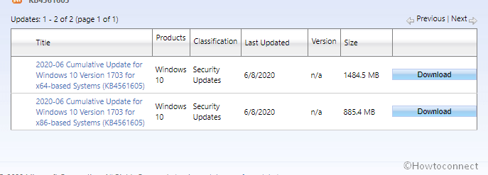 KB4561602, KB4561605 for Windows 10 1709 and 1703 update