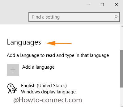 Languages heading at the opposite side and current language being displayed