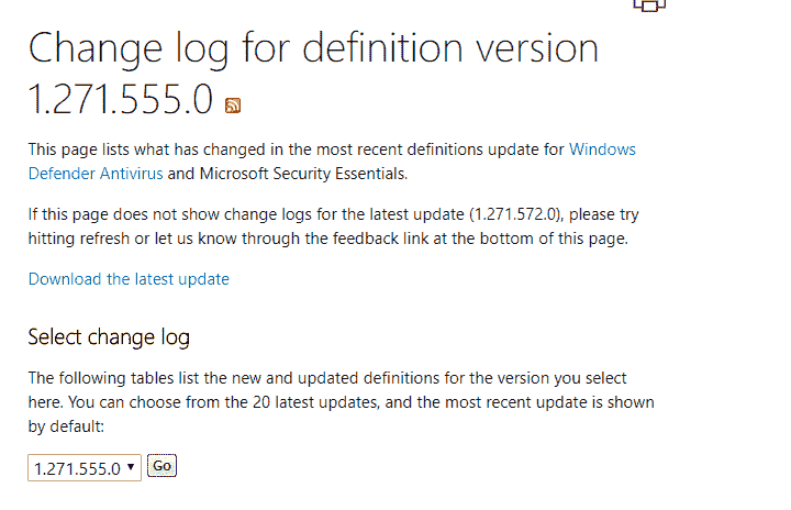 Latest Definition Update Version 1.271.555.0