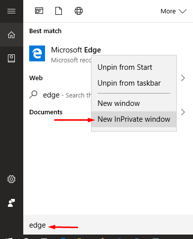Launch New InPrivate Window On Microsoft Edge photo 5