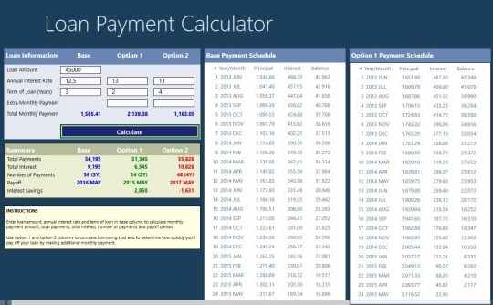 loan payment calculation windows 8