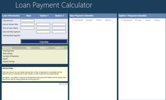 loan payment calculator windows 8
