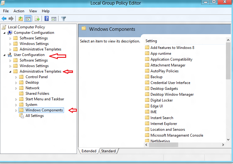 local group policy window