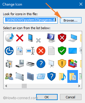 Look for icons in this file and Click browse