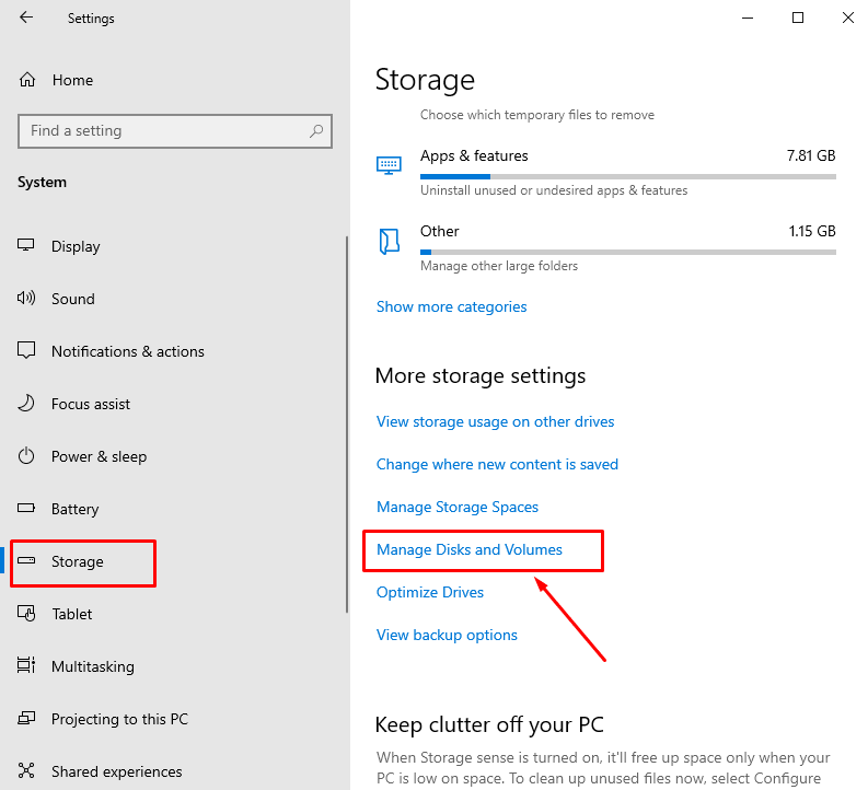 Manage disks and volumes