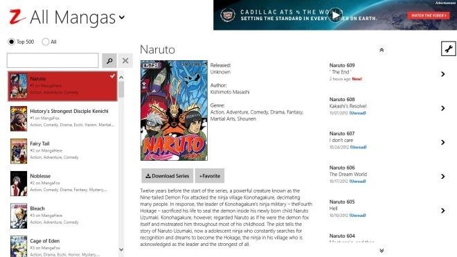 mangas Z app main screen