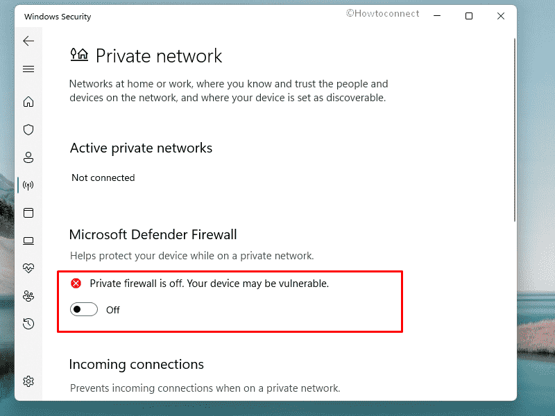 Microsoft Defender Firewall for Private network