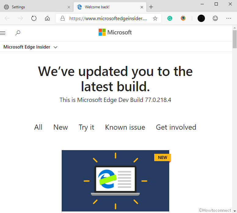 Microsoft Edge Dev 77.0.218.4 Build