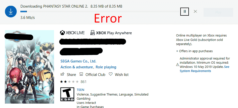 Microsoft Store Error 0x87e0000d