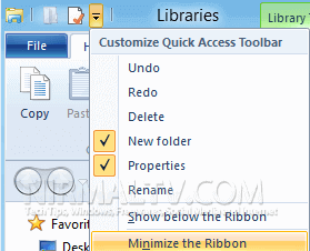 Minimize Ribbon button in windows 8