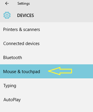 Mouse & touchpad settings under Devices category