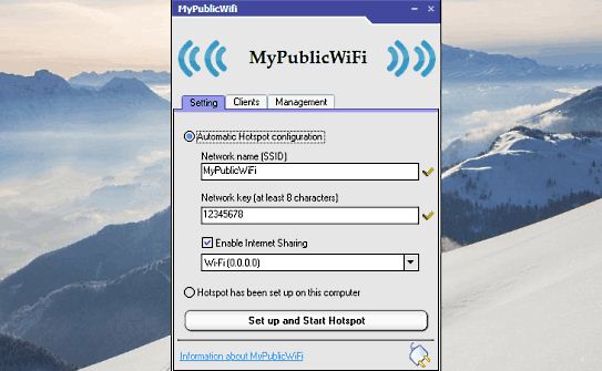 MyPublicWiFi settings