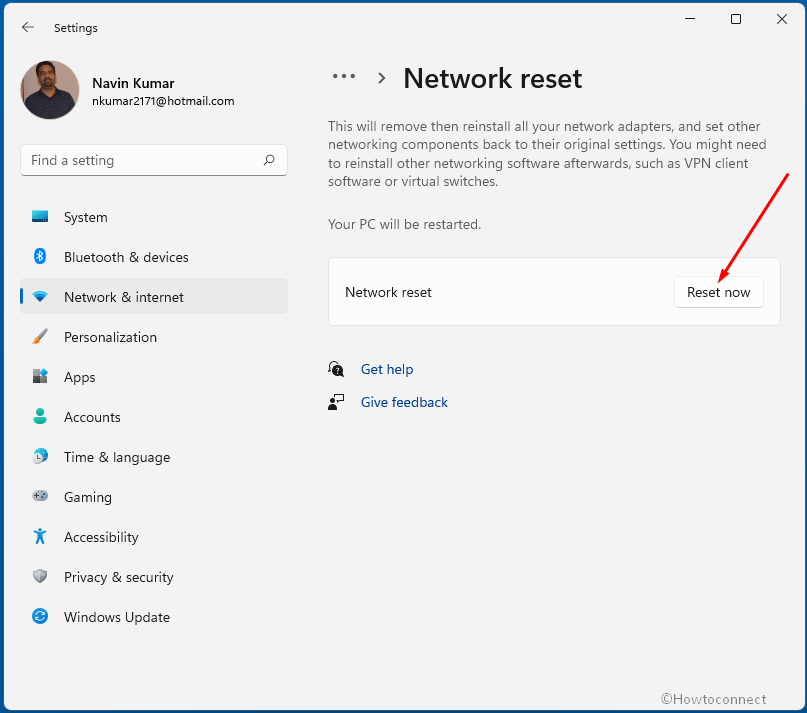 Network Reset Windows 11