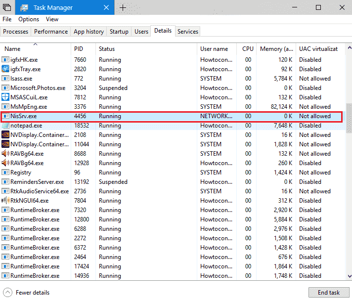 NisSrv.exe in Windows 10 - What is it and How Does it work image 1