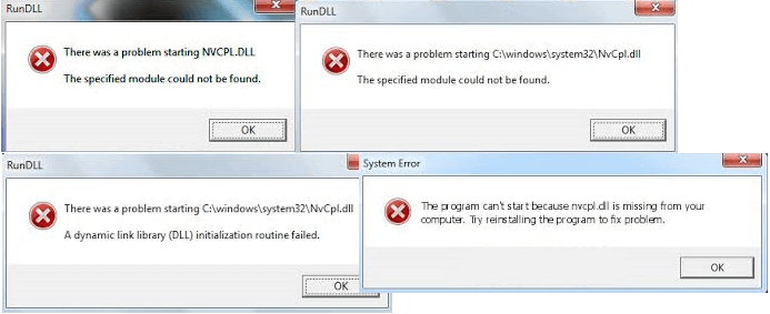 Nvcpl.dll error Windows 10 Pics 1