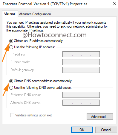 Obtain IP address automatically after you Fix DHCP Not Enabled in Windows 10