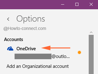 OneNote Options accounts area