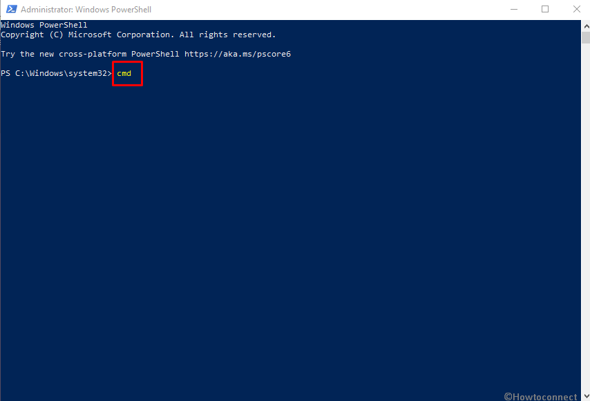 Open Command Prompt as Administrator in Windows 10 by switching from powershell