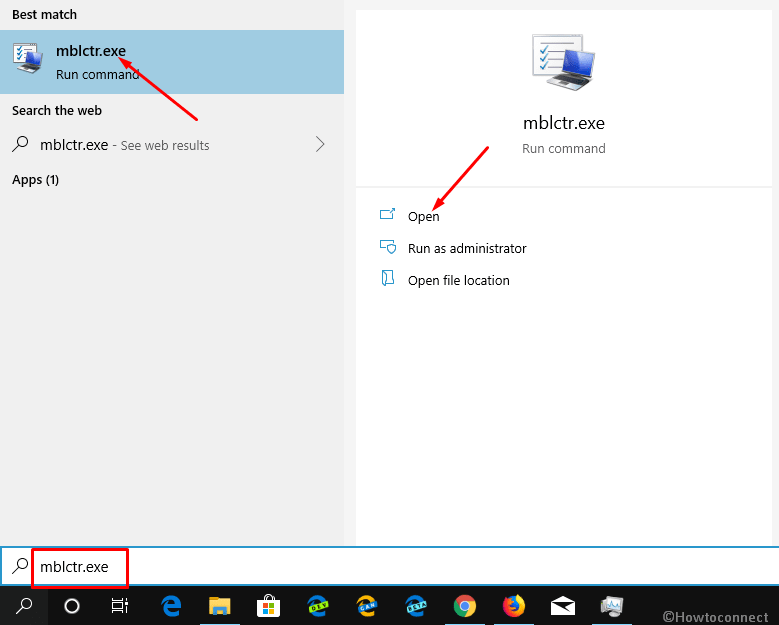 Open Windows 10 Mobility Center through Windows Search