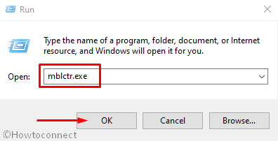 Open Windows 10 Mobility Center via run dialog box