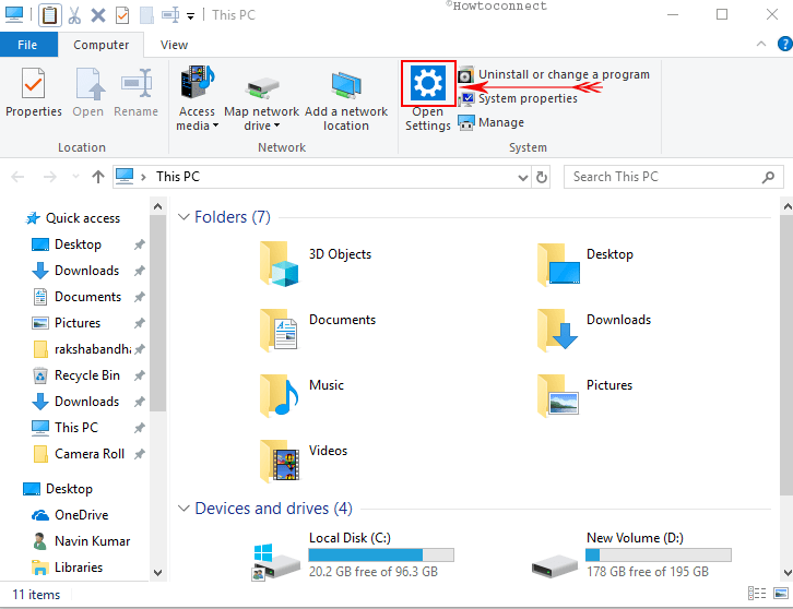 Open Windows Settings file explorer