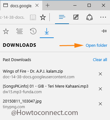 Open folder to view downloads