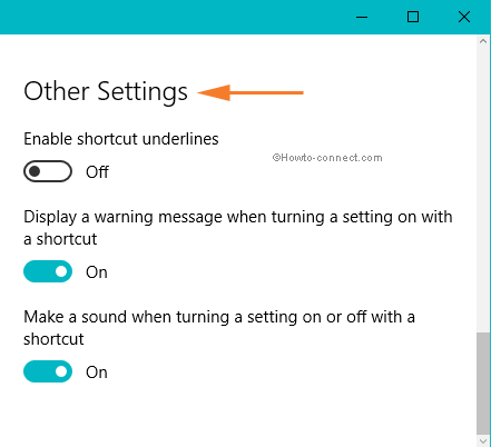 Other settings section of Keyboard