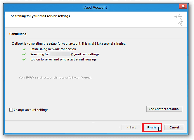 Outlook-2013-Gmail-setup-Sucess