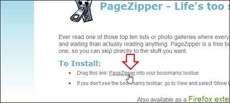 pagezipper bookmark link show