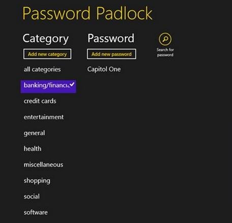 password padlock windows 8