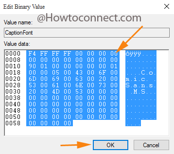 Paste the Binary value in other font settings