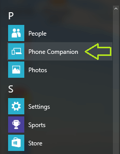 Phone Companion app in All Apps section