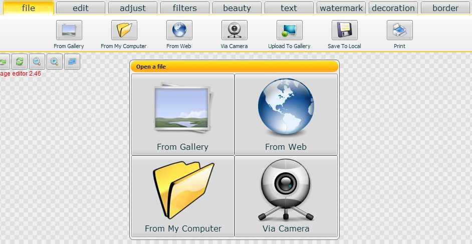 Photo Editor Online Chrome