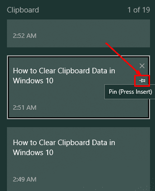 Pin Clipboard data
