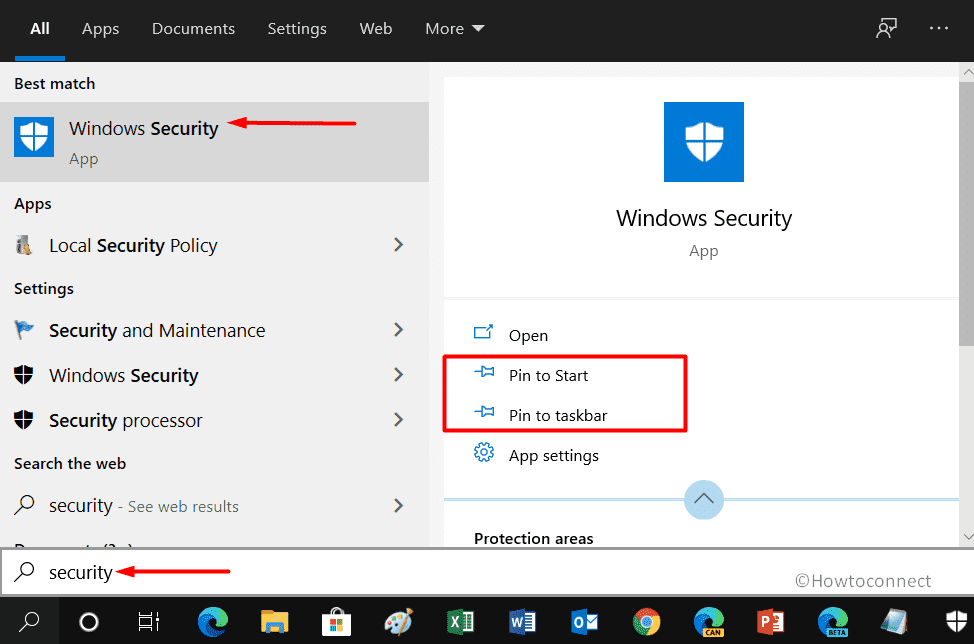 Pin Windows Security to Start menu or taskbar through search Pic 10