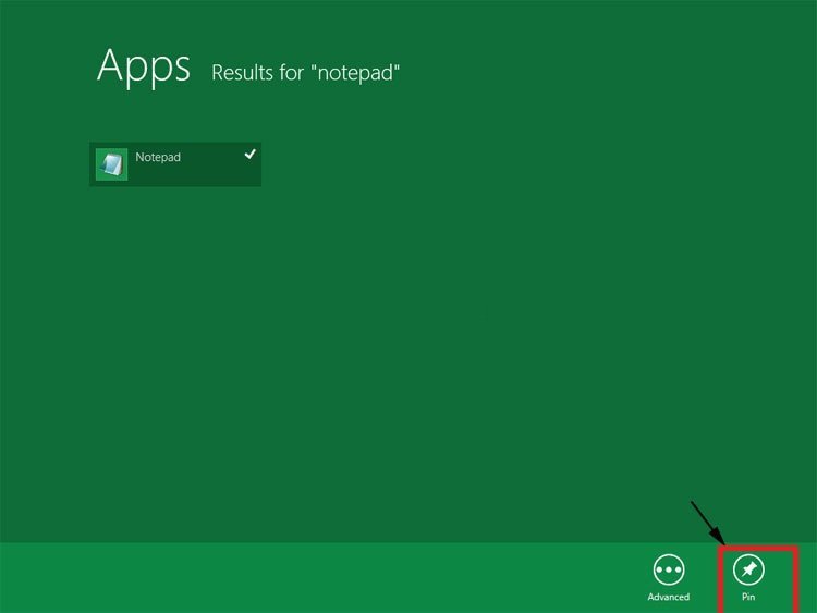 pin to notepad in start screen