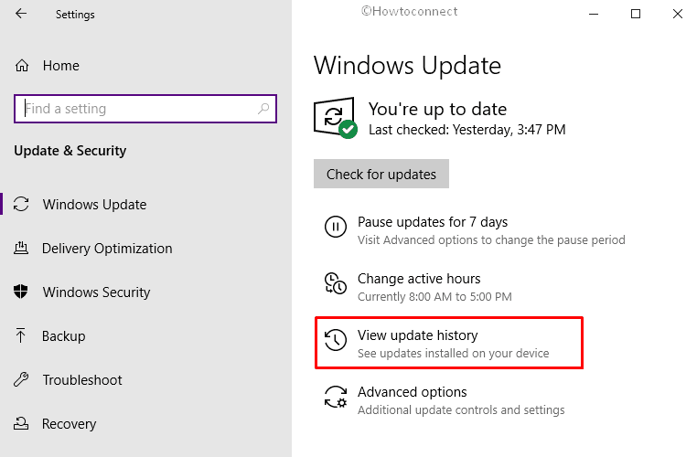 Potential Windows Update Database Error detected-view update history