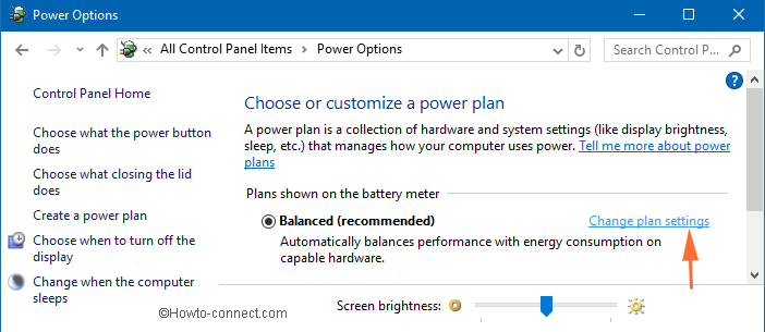 Power Option In Control panel windows 10