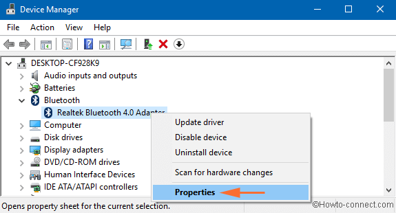 Properties of Bluetooth Driver