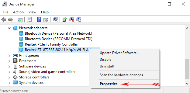 Properties of Wireless Adapter