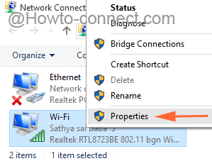 Properties of network connection to fix Limited Network Yellow Mark in Windows 10