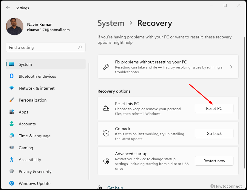 Recovery Reset This PC windows Settings