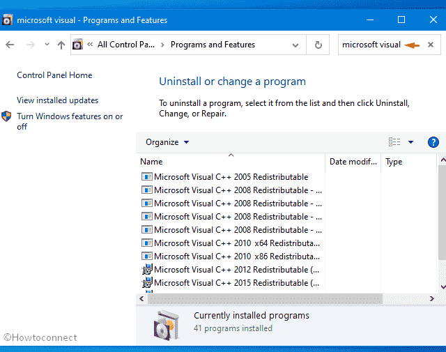 Reinstall Microsoft Visual C++ runtime packages