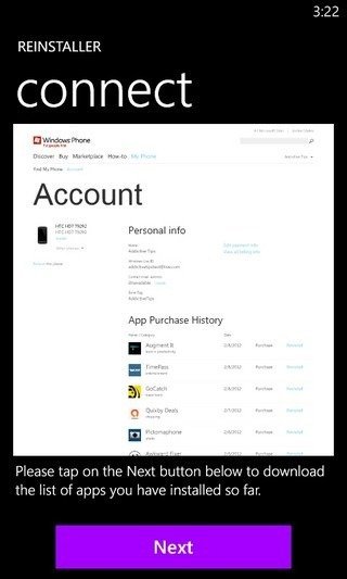 reinstaller app for wp8