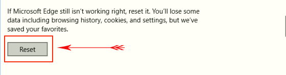 Reset Microsoft Edge