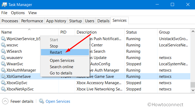 Restart XblGameSave service In Windows 10 Pic 2