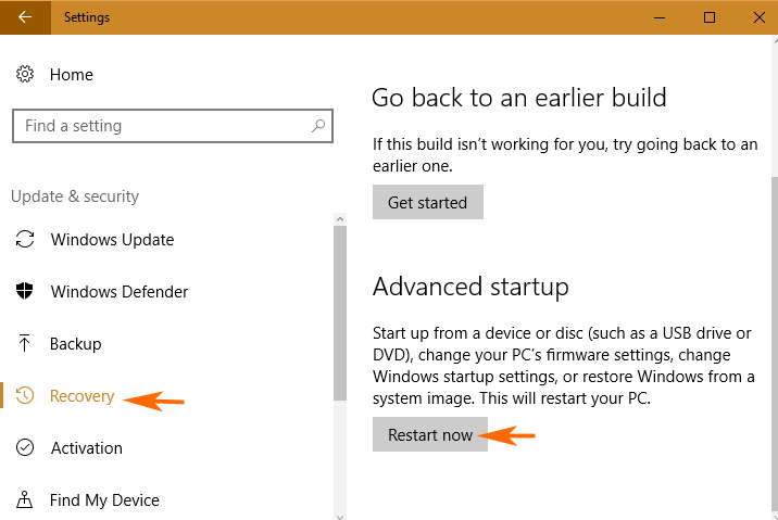 Restore Earlier Build in Windows 10 image 8