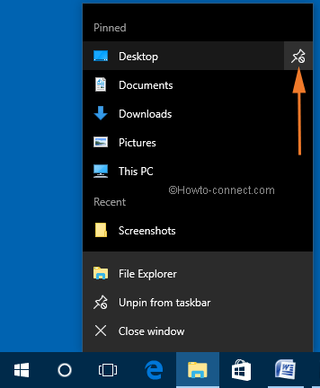 right click file explorer unpin button desktop