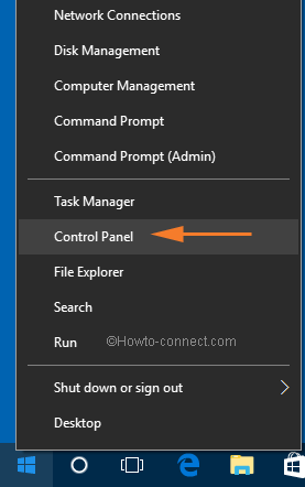 Right click Start button Control Panel option